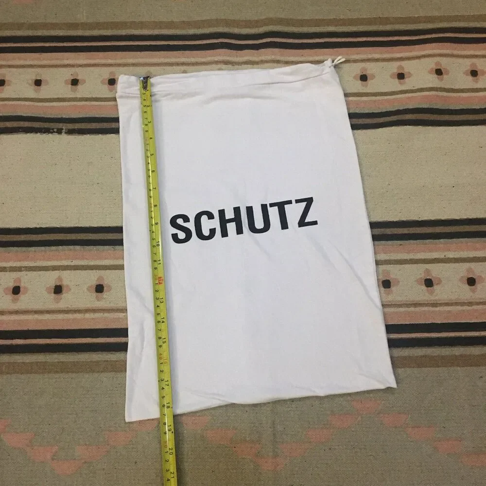 Schutz black lettering soft White Tshirt material Dust bag garment 18 x 12 new